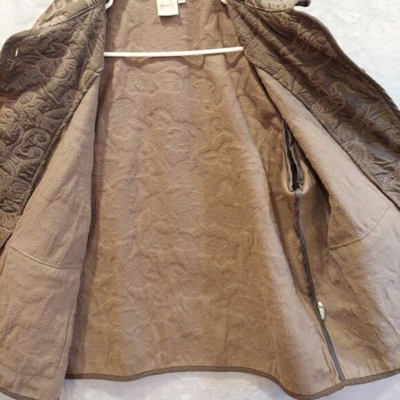 FOCUS Womans XL Gray Jacket Embossed Grandmacore Barn Flannel Lined - Picture 13 of 13